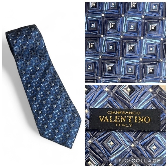 Valentino Other - Valentino Blue Geometric Pattern Tie